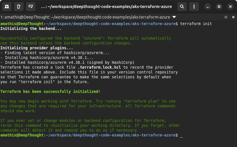 Terminal Output showing terraform init