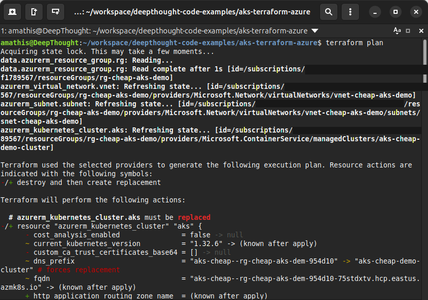 Terminal Output showing terraform plan