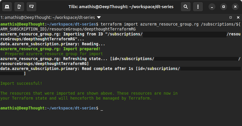 Terminal output of running terraform init
